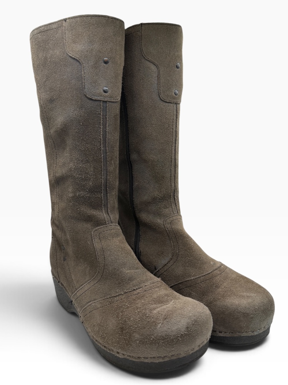 Dansko Tall Suede Knee Boots in Gray/Brown - Size 40